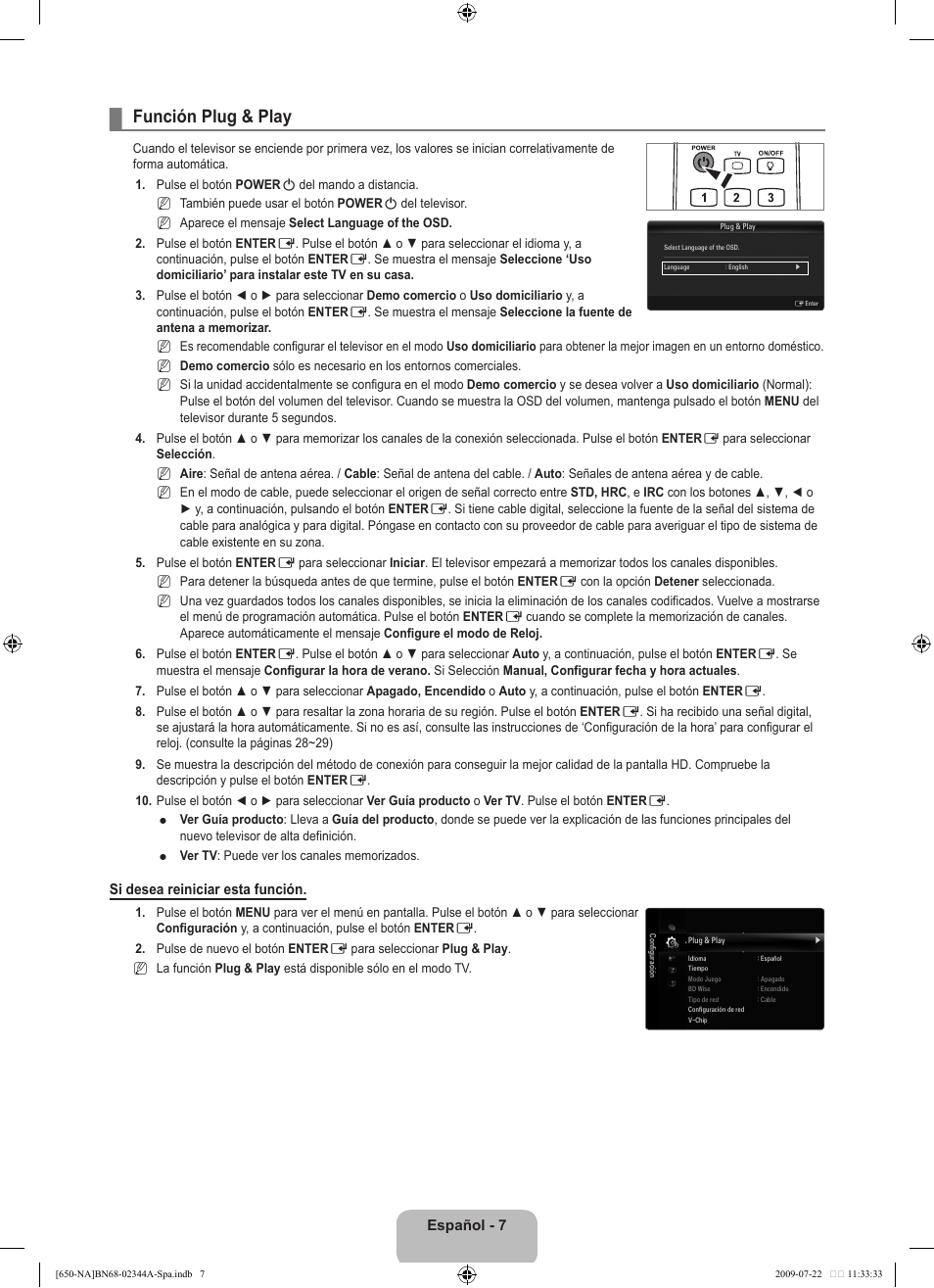 Función plug & play | Samsung LN65B650X1FXZA User Manual | Page 113 / 286