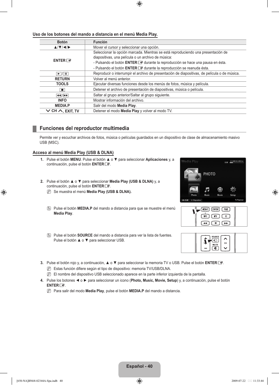 Funciones del reproductor multimedia | Samsung LN65B650X1FXZA User Manual | Page 146 / 286