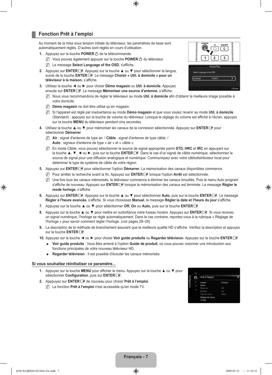 Fonction prêt à i’emploi | Samsung LN65B650X1FXZA User Manual | Page 204 / 286