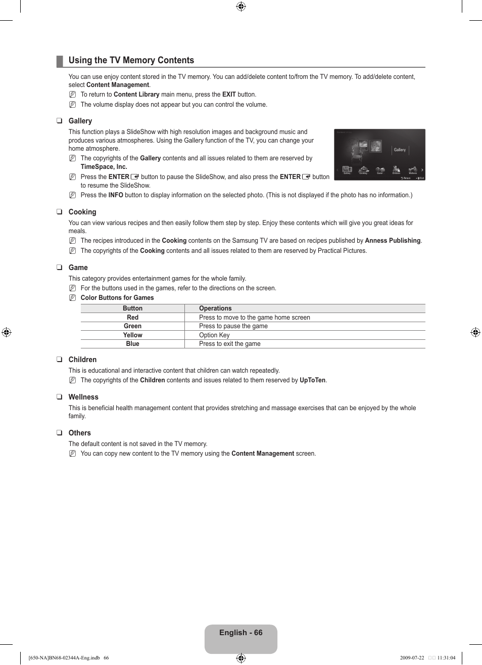 Using the tv memory contents | Samsung LN65B650X1FXZA User Manual | Page 68 / 286