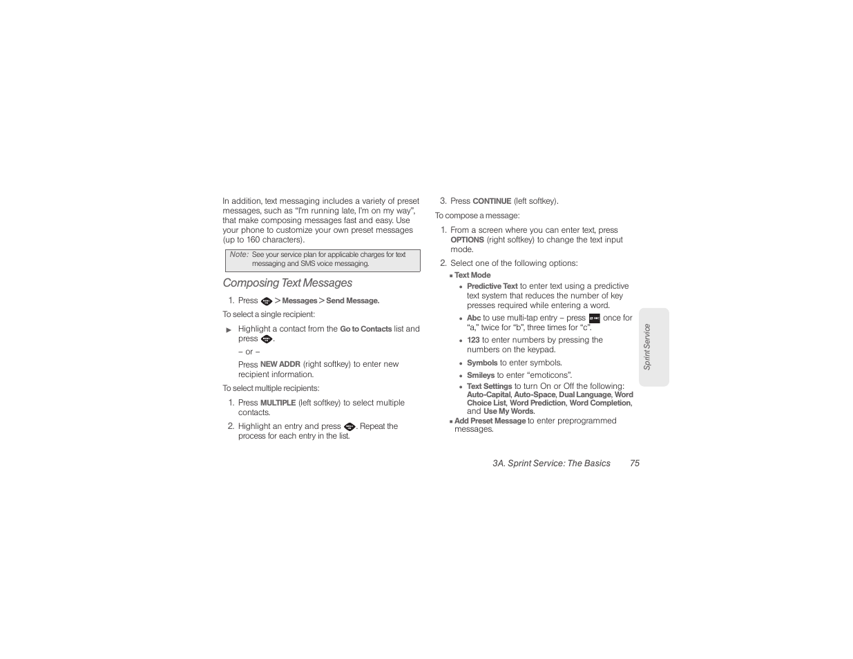 Composing text messages | Samsung SPH-M360ZKASPR User Manual | Page 85 / 124