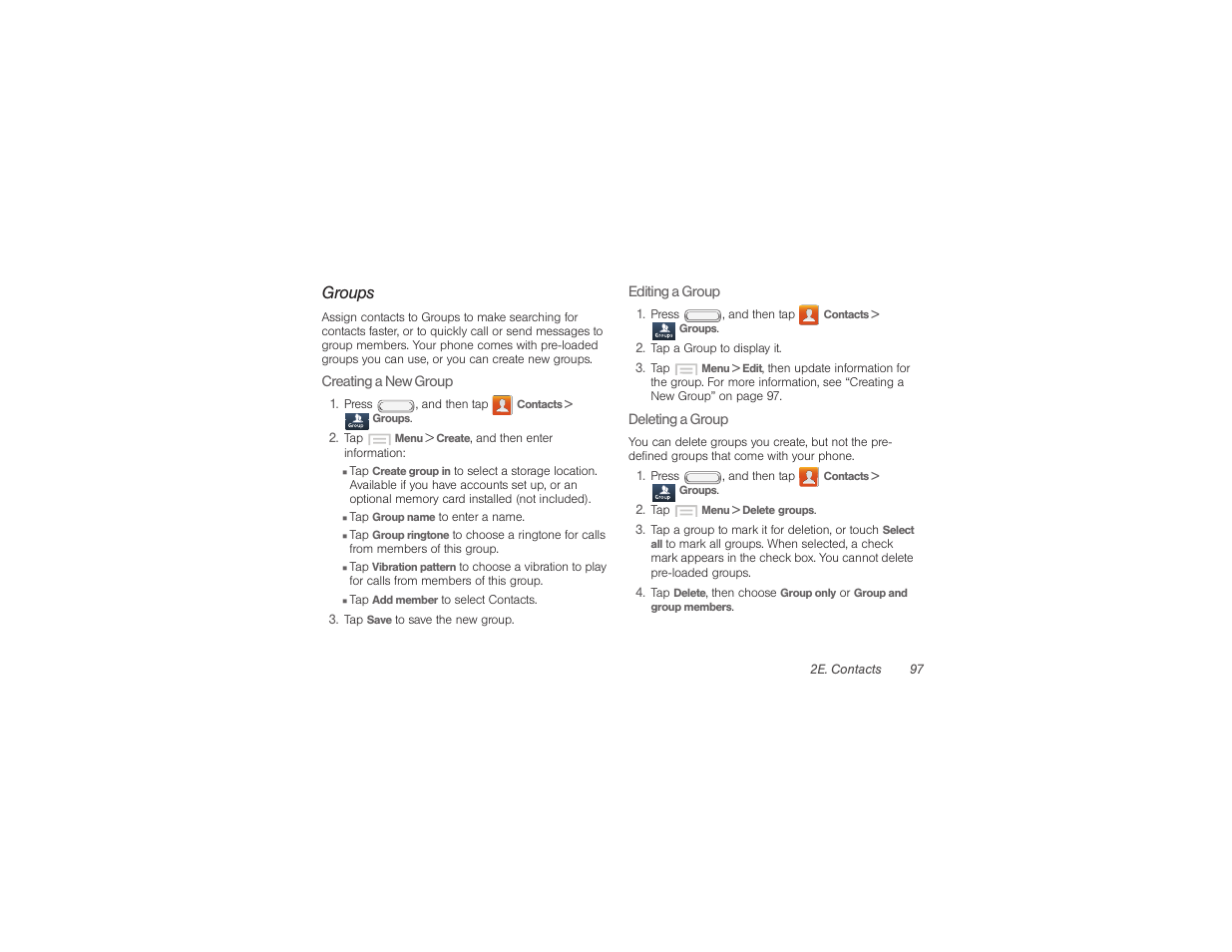 Groups | Samsung SPH-M840UWABST User Manual | Page 106 / 193
