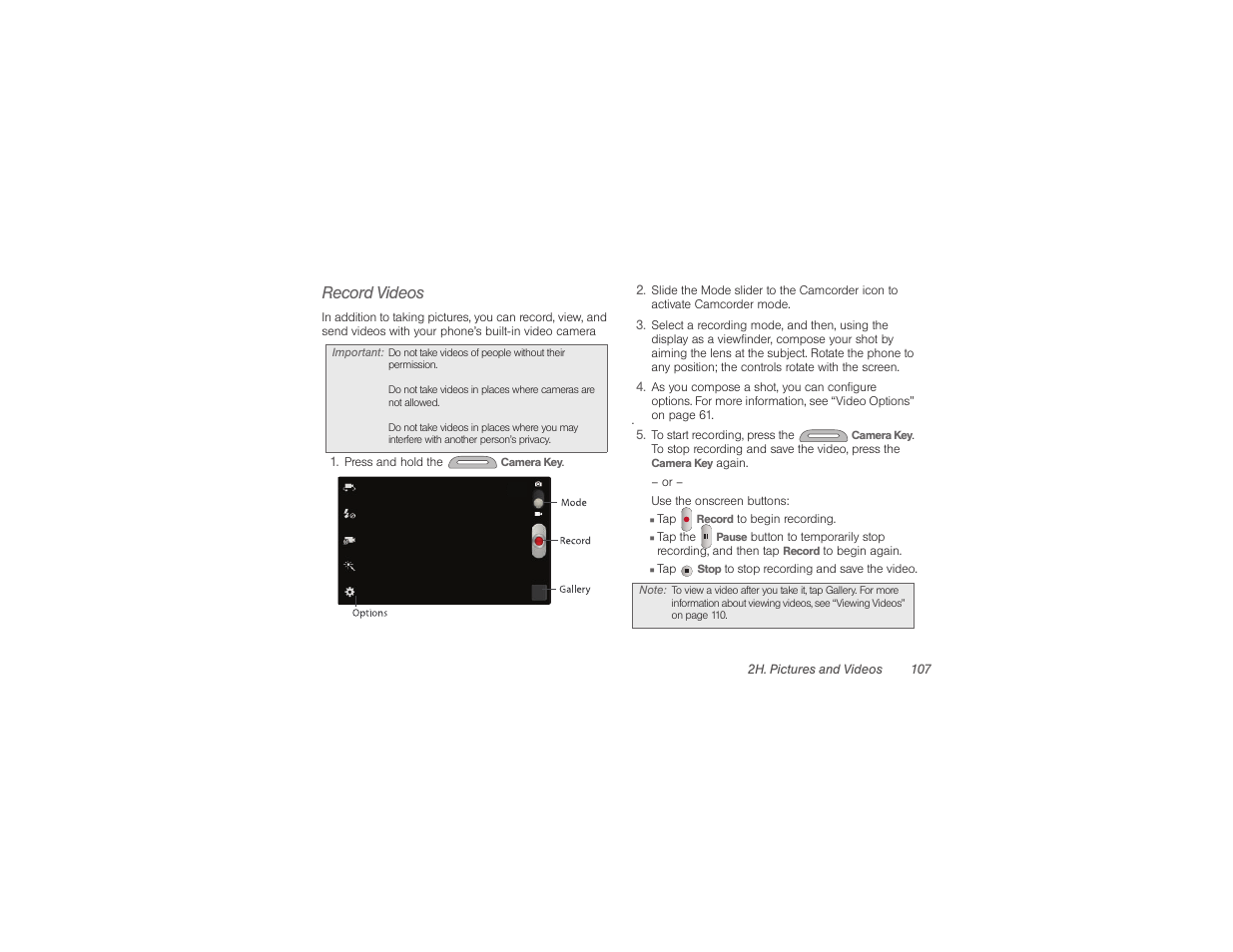 Record videos | Samsung SPH-M840UWABST User Manual | Page 116 / 193