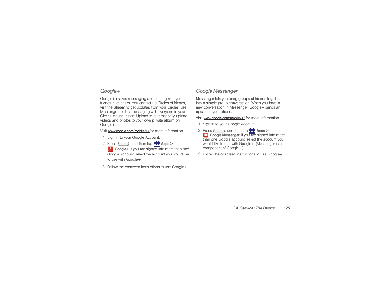Google, Google messenger | Samsung SPH-M840UWABST User Manual | Page 134 / 193