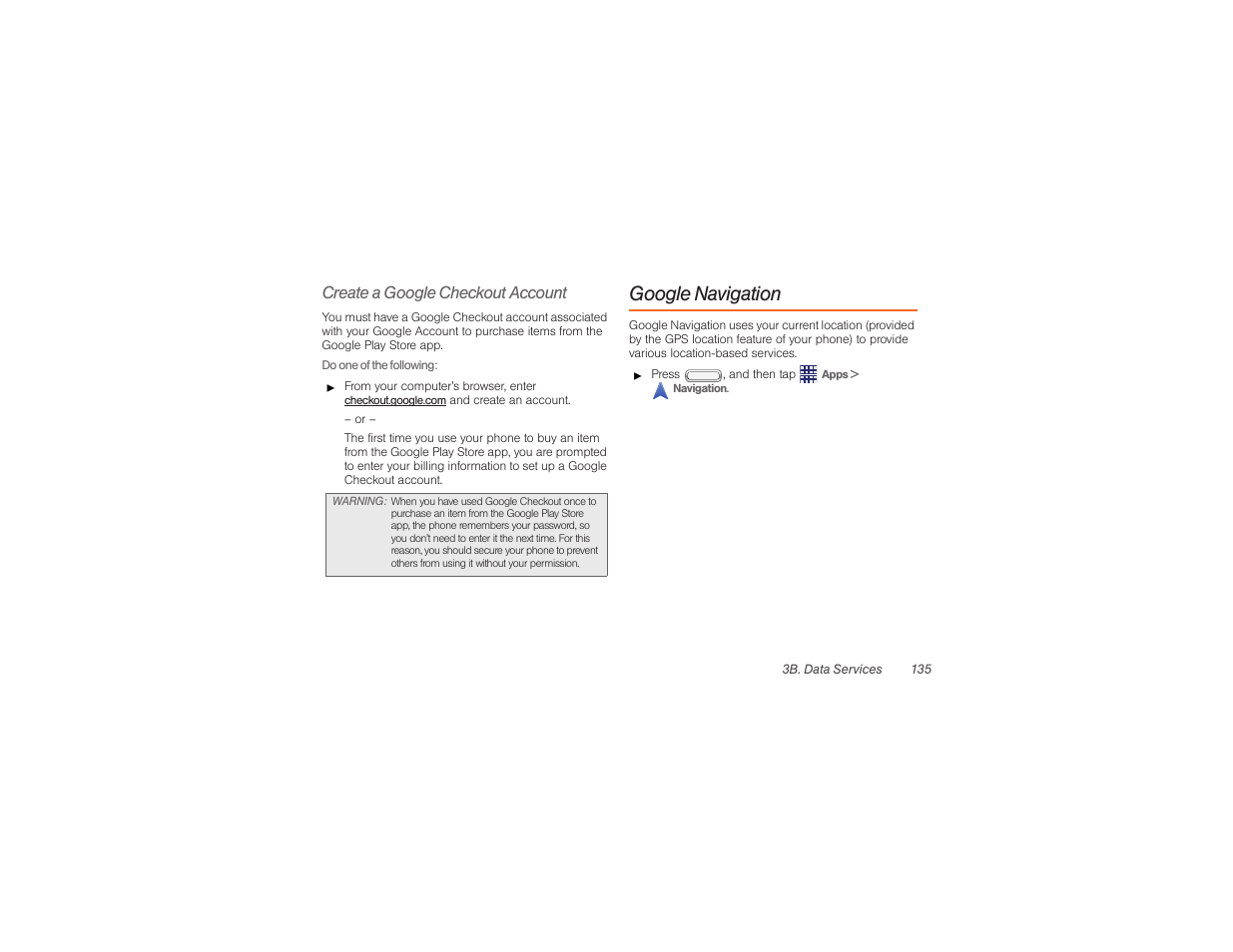Google navigation, Create a google checkout account | Samsung SPH-M840UWABST User Manual | Page 144 / 193