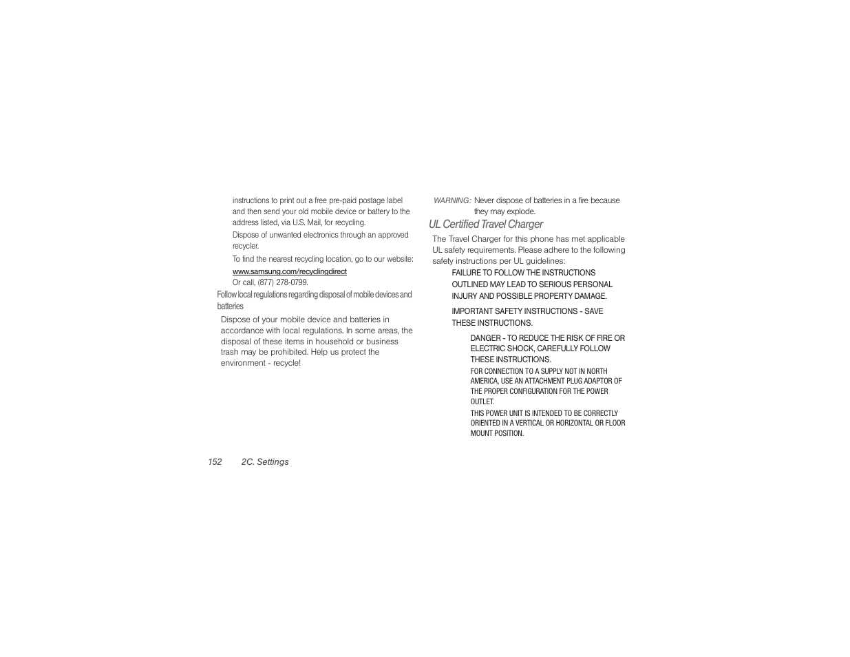 Ul certified travel charger | Samsung SPH-M840UWABST User Manual | Page 161 / 193