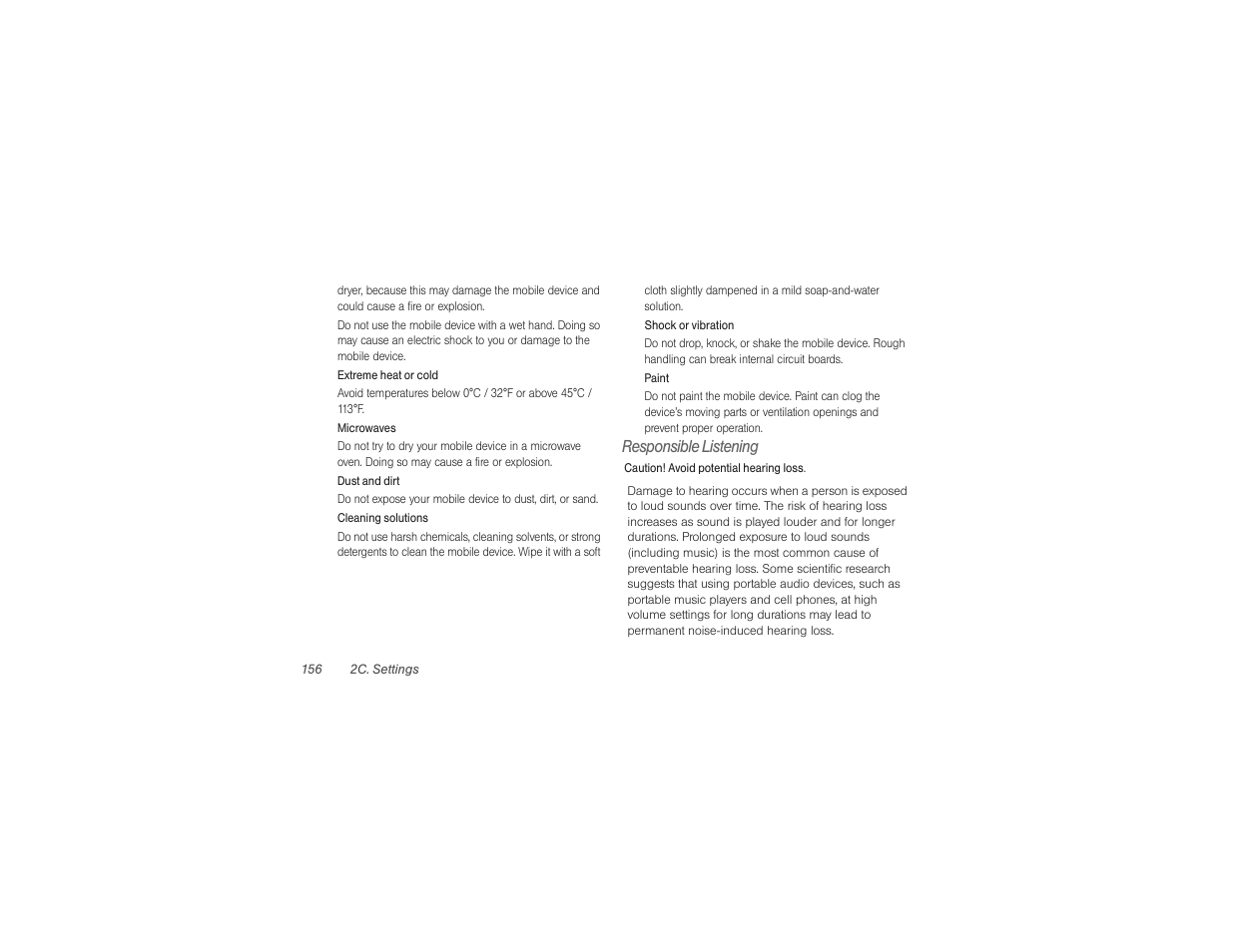 Responsible listening | Samsung SPH-M840UWABST User Manual | Page 165 / 193
