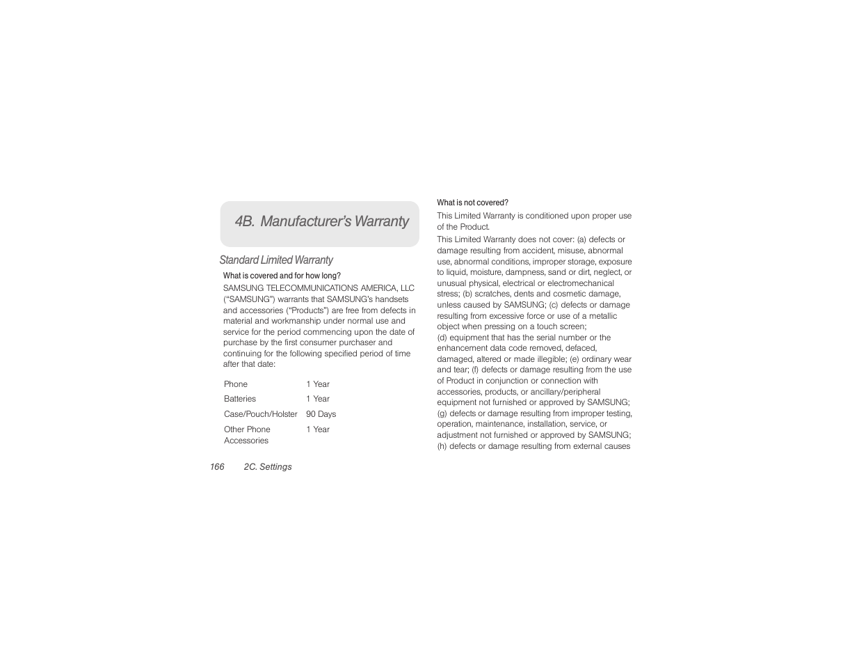 4b. manufacturer’s warranty | Samsung SPH-M840UWABST User Manual | Page 175 / 193