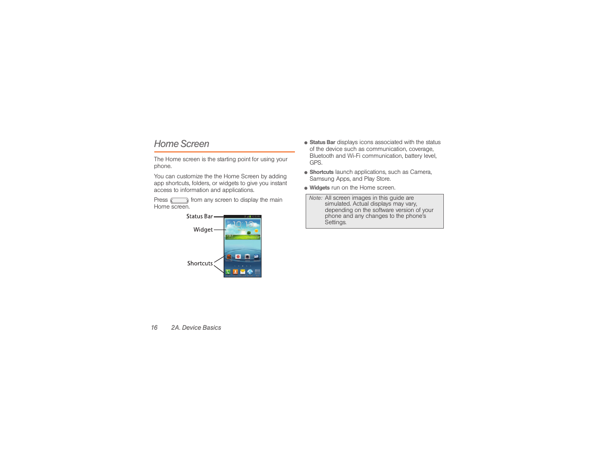 Home screen | Samsung SPH-M840UWABST User Manual | Page 25 / 193