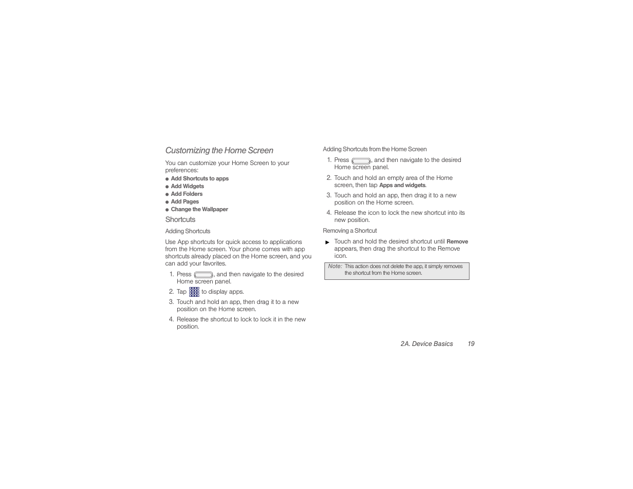 Customizing the home screen | Samsung SPH-M840UWABST User Manual | Page 28 / 193