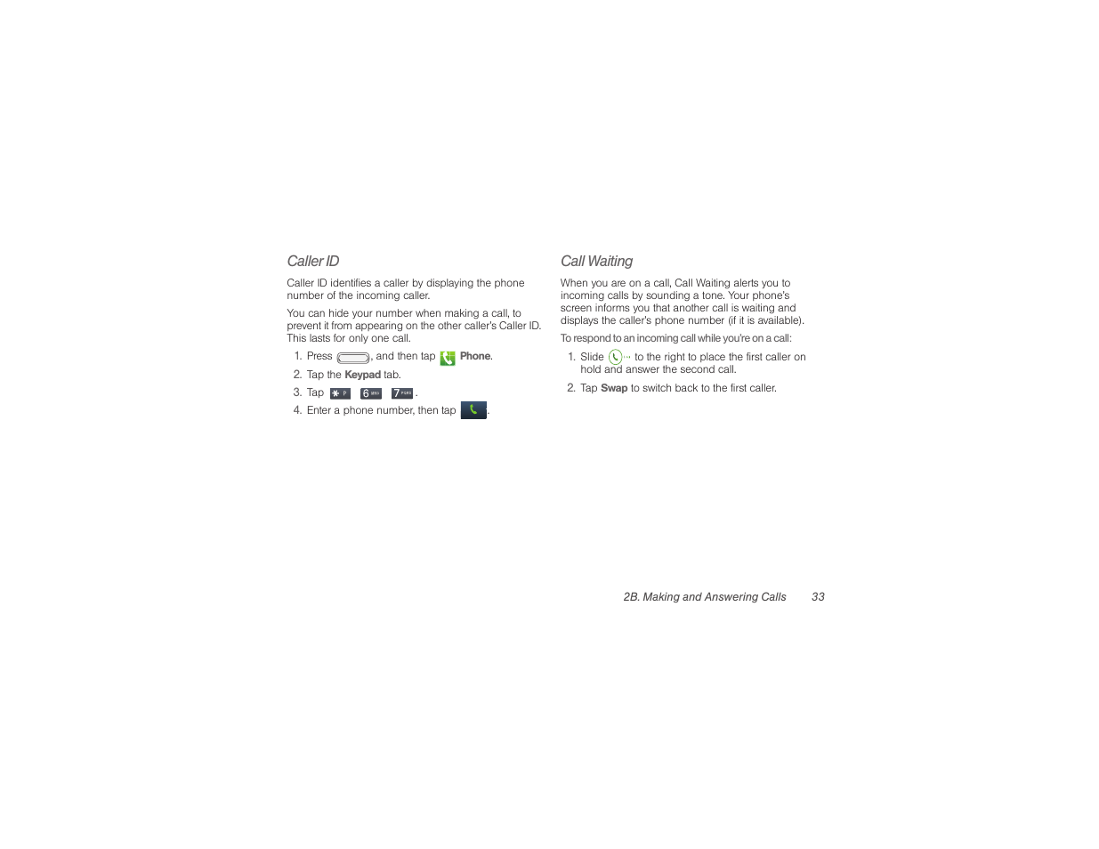 Caller id, Call waiting | Samsung SPH-M840UWABST User Manual | Page 42 / 193