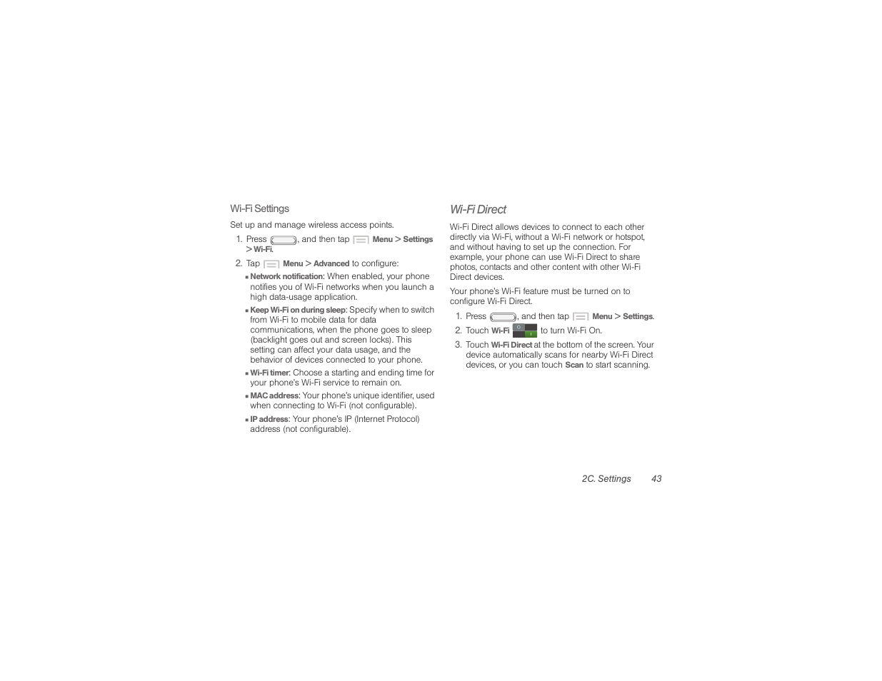 Wi-fi direct | Samsung SPH-M840UWABST User Manual | Page 52 / 193