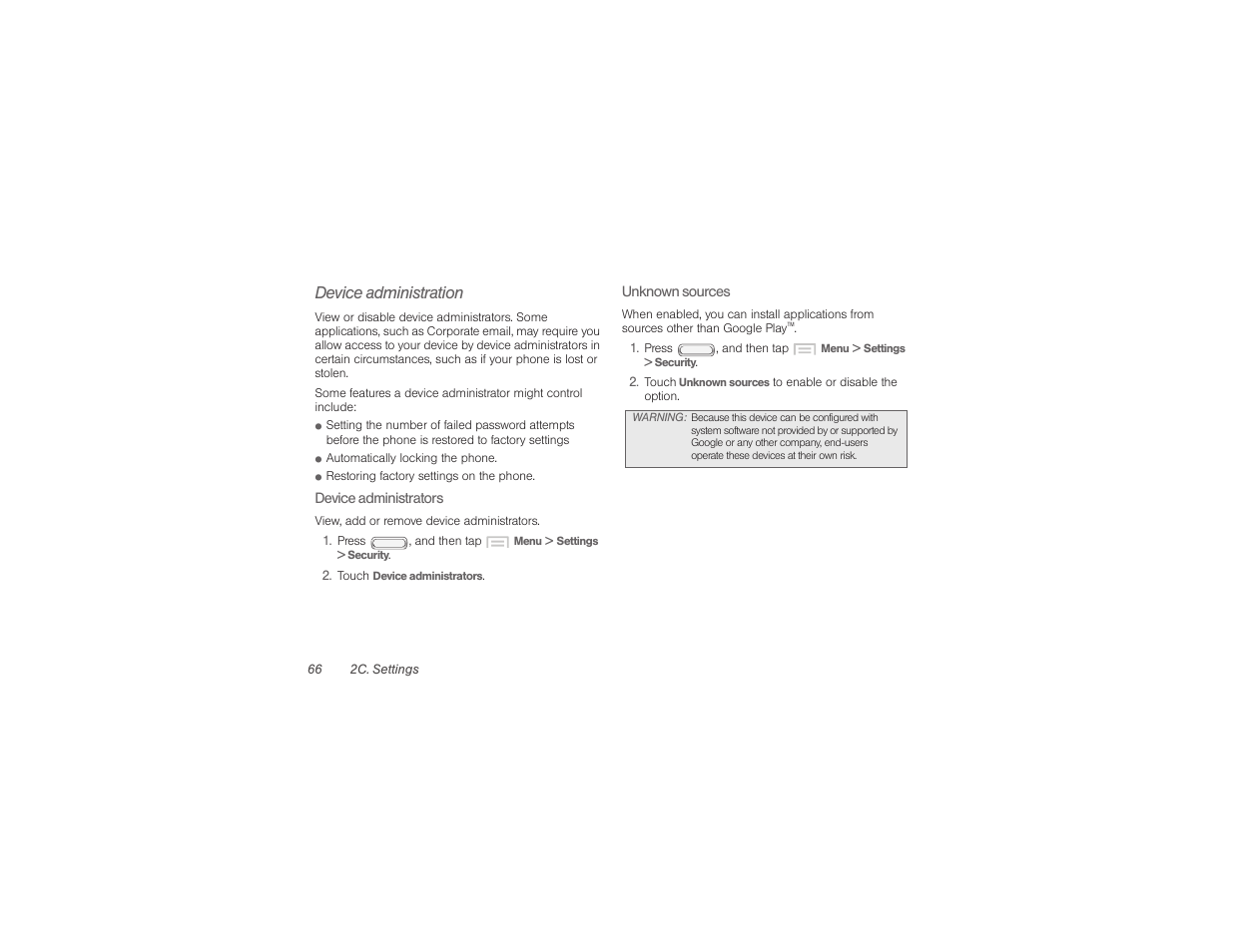Device administration | Samsung SPH-M840UWABST User Manual | Page 75 / 193
