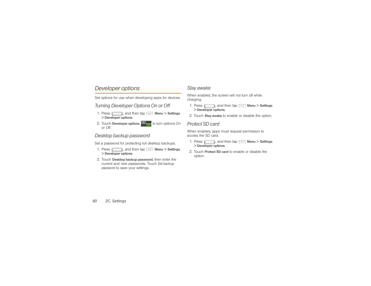 Developer options | Samsung SPH-M840UWABST User Manual | Page 89 / 193