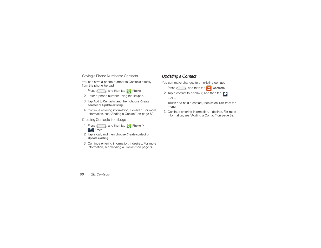 Updating a contact | Samsung SPH-M840UWABST User Manual | Page 99 / 193