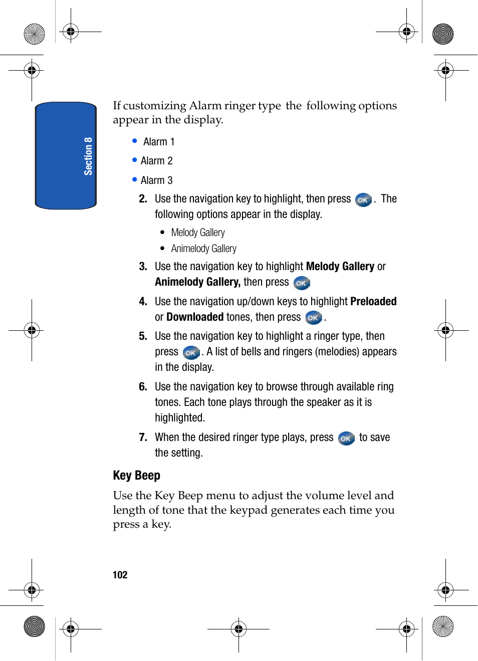 Key beep | Samsung SCH-A570ZSVXAR User Manual | Page 102 / 194