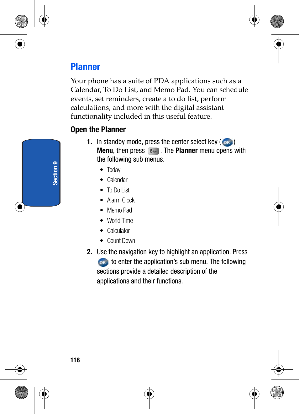 Planner, Open the planner | Samsung SCH-A570ZSVXAR User Manual | Page 118 / 194