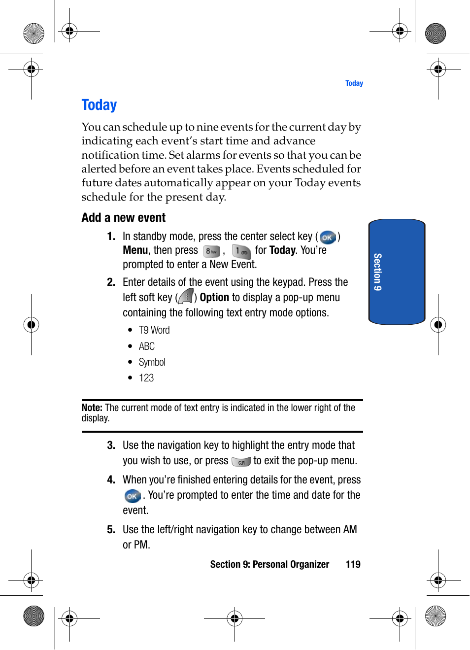 Today, Add a new event | Samsung SCH-A570ZSVXAR User Manual | Page 119 / 194