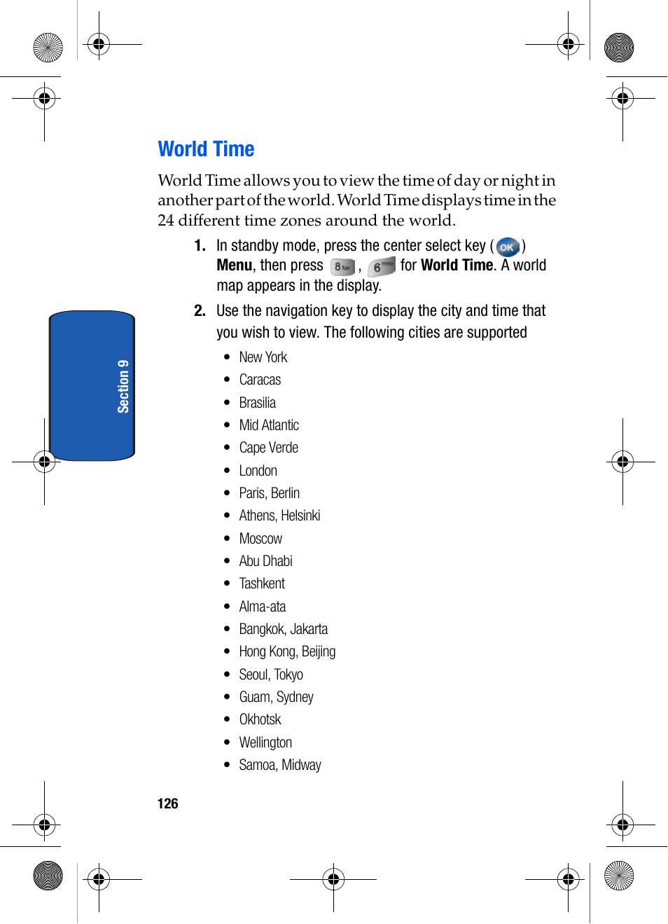 World time | Samsung SCH-A570ZSVXAR User Manual | Page 126 / 194