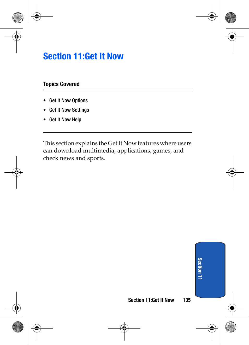 Section 11:get it now, Topics covered | Samsung SCH-A570ZSVXAR User Manual | Page 135 / 194