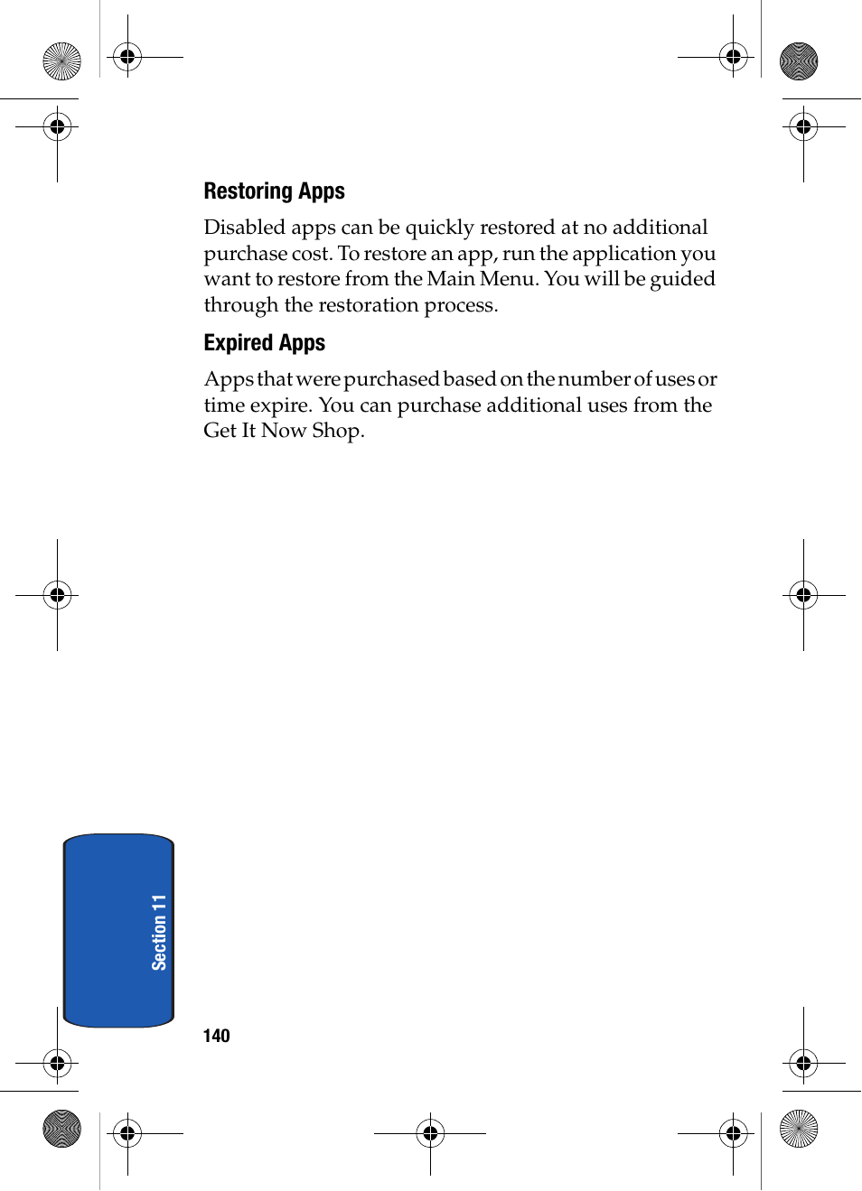 Restoring apps, Expired apps | Samsung SCH-A570ZSVXAR User Manual | Page 140 / 194