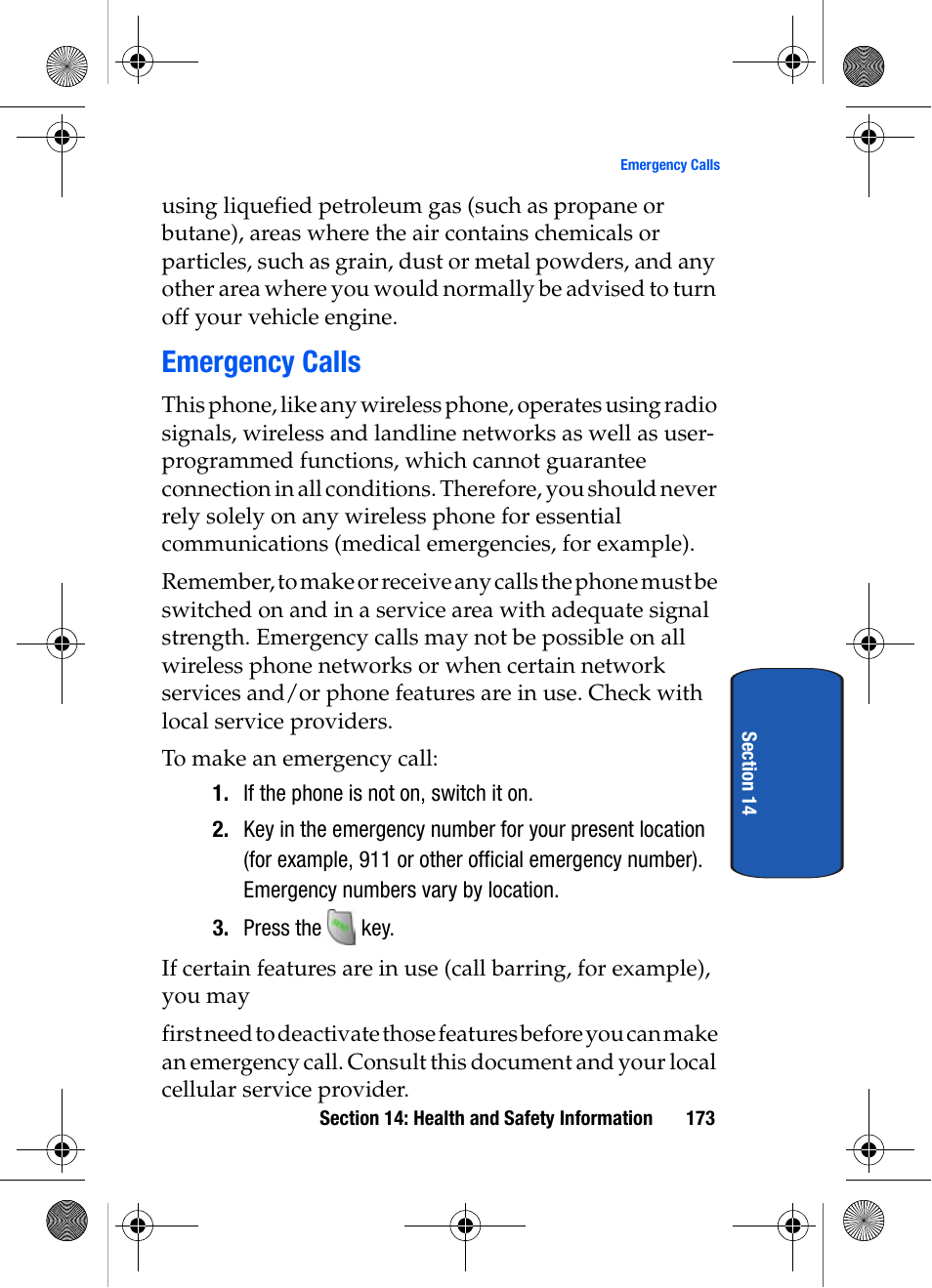 Emergency calls | Samsung SCH-A570ZSVXAR User Manual | Page 173 / 194