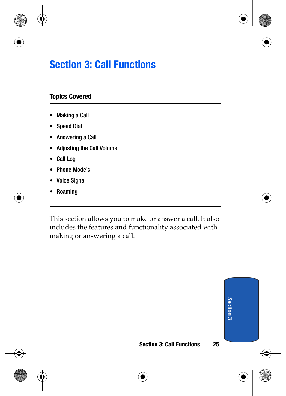 Section 3: call functions, Topics covered | Samsung SCH-A570ZSVXAR User Manual | Page 25 / 194