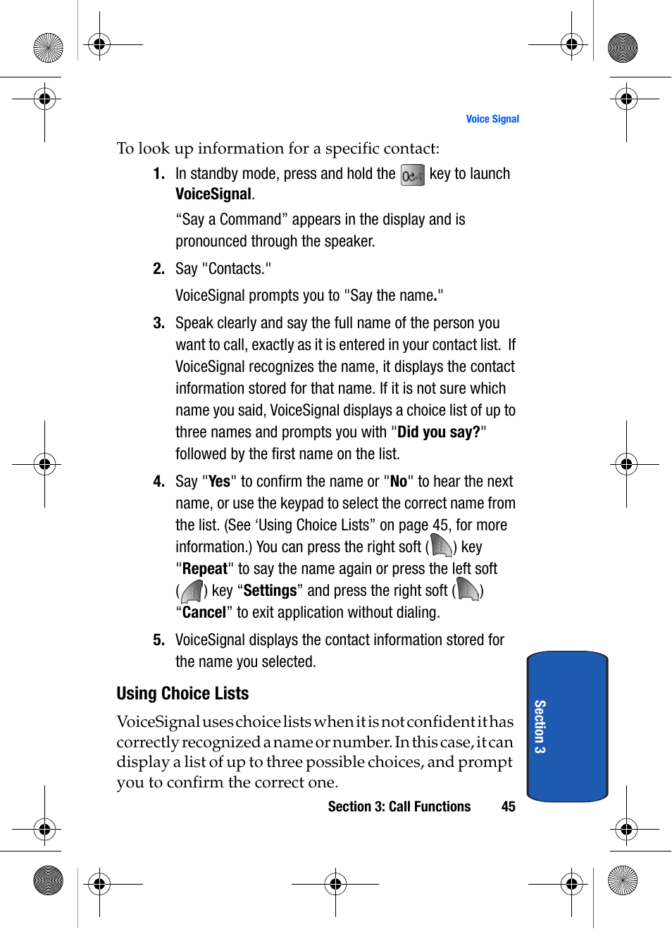 Using choice lists | Samsung SCH-A570ZSVXAR User Manual | Page 45 / 194