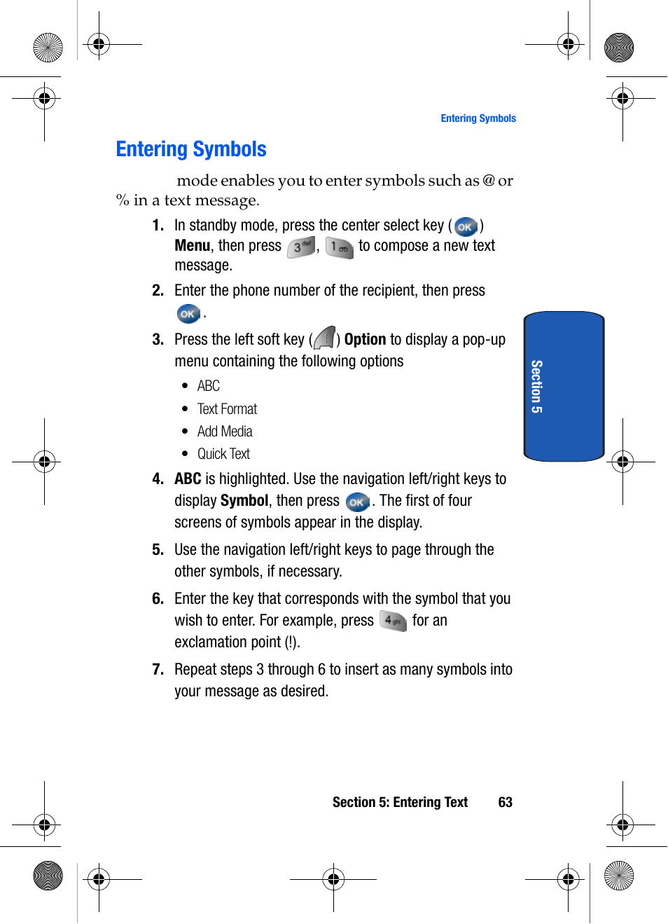 Entering symbols | Samsung SCH-A570ZSVXAR User Manual | Page 63 / 194