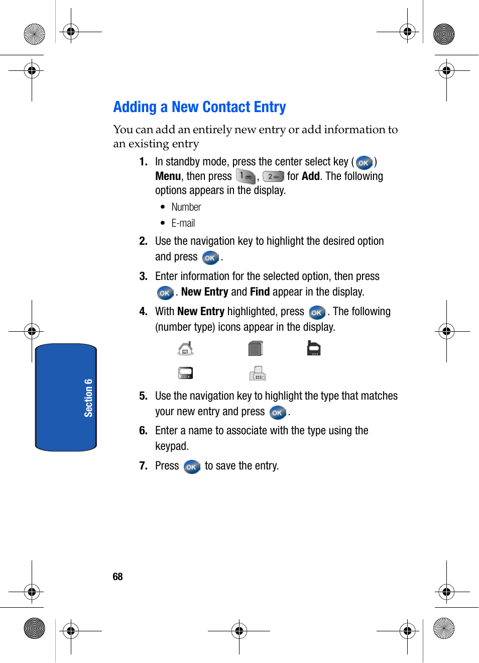 Adding a new contact entry | Samsung SCH-A570ZSVXAR User Manual | Page 68 / 194