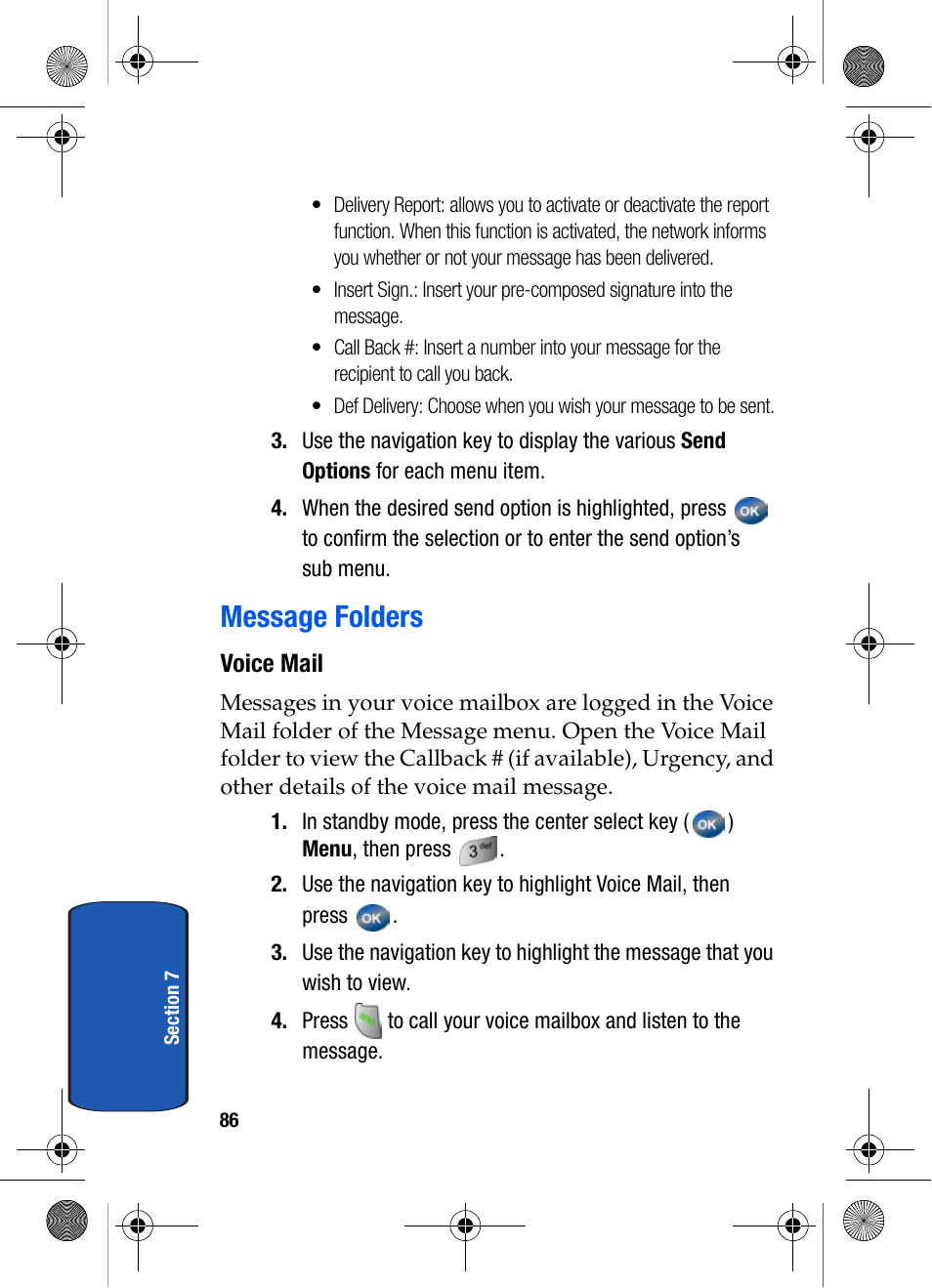 Message folders, Voice mail | Samsung SCH-A570ZSVXAR User Manual | Page 86 / 194