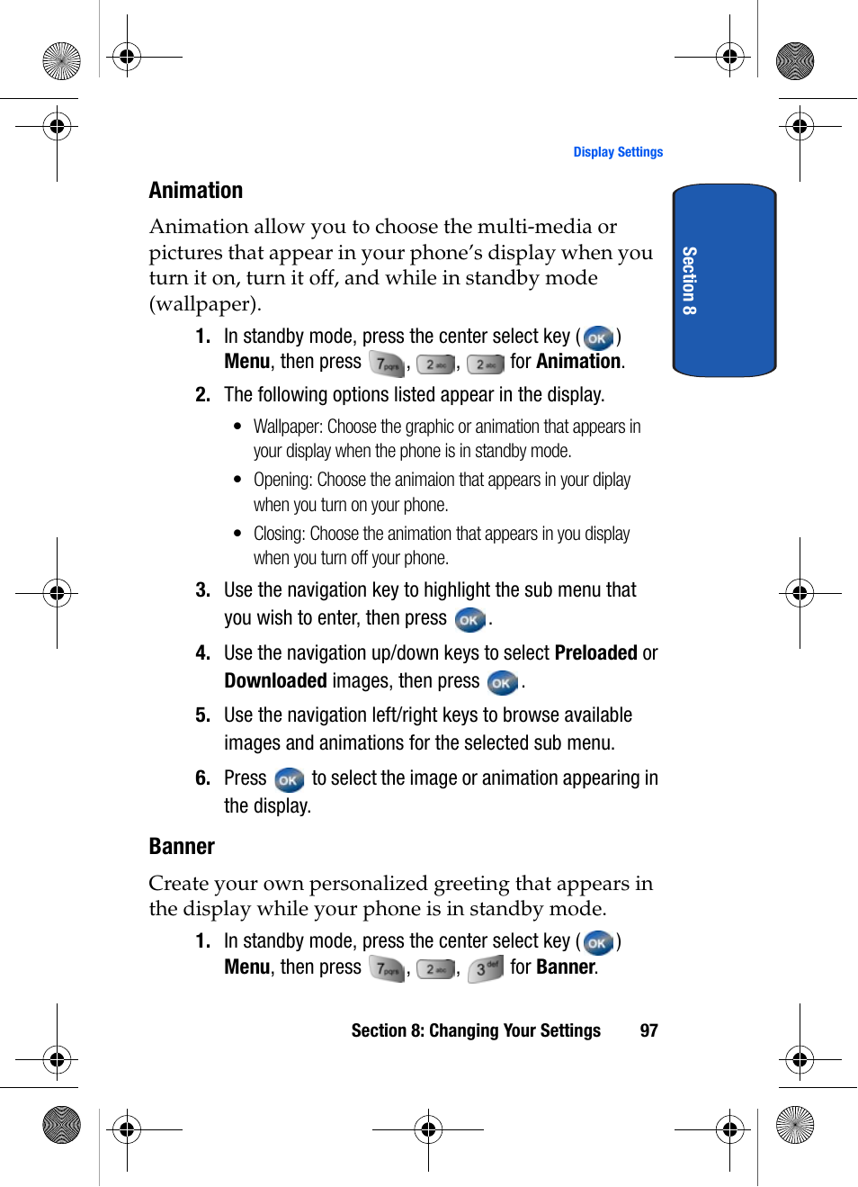 Animation, Banner | Samsung SCH-A570ZSVXAR User Manual | Page 97 / 194