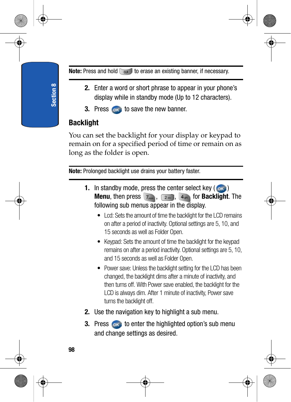 Backlight | Samsung SCH-A570ZSVXAR User Manual | Page 98 / 194