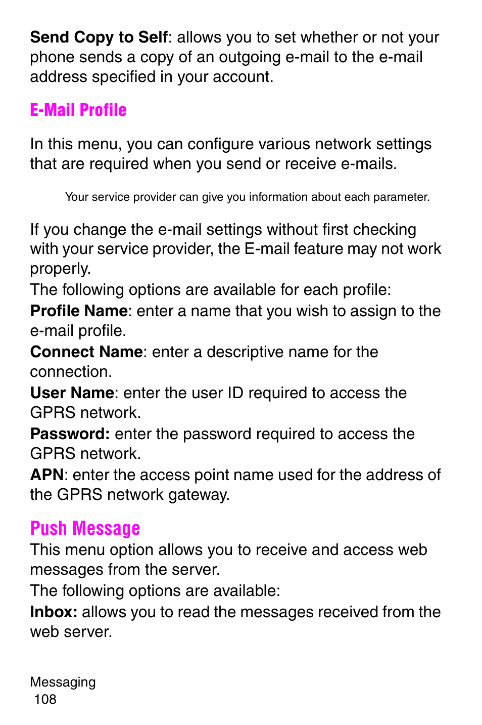 Push message | Samsung SGH-E317CSACIN User Manual | Page 108 / 224