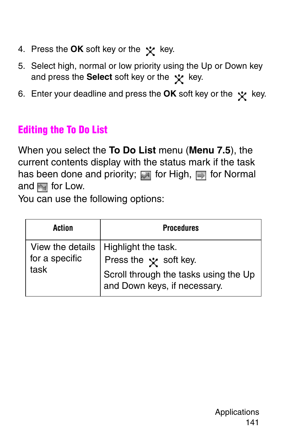 Press the ok soft key or the key | Samsung SGH-E317CSACIN User Manual | Page 141 / 224