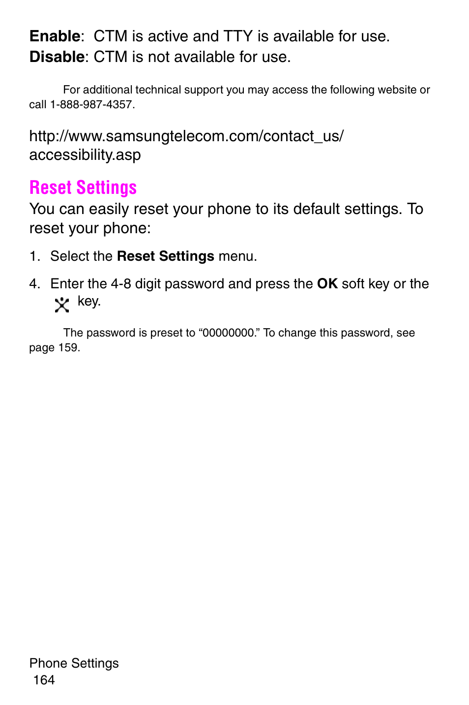 Reset settings, Select the reset settings menu | Samsung SGH-E317CSACIN User Manual | Page 164 / 224