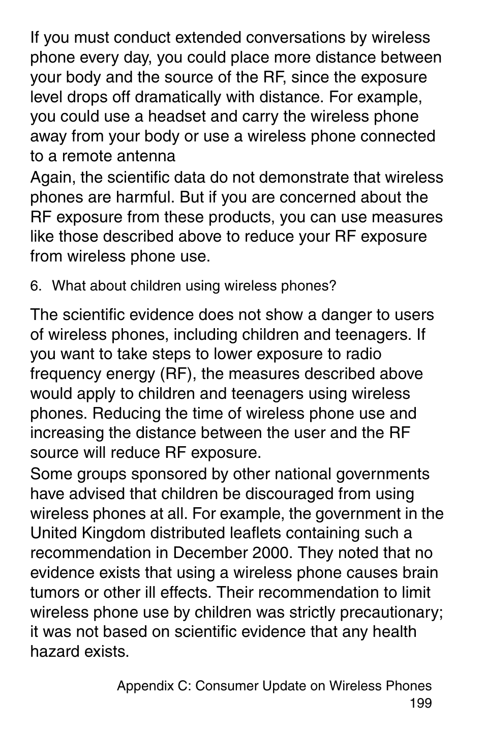 What about children using wireless phones | Samsung SGH-E317CSACIN User Manual | Page 199 / 224