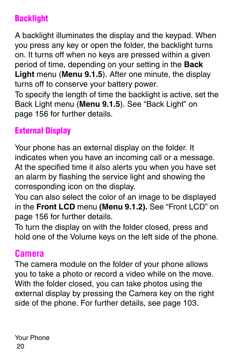 Camera | Samsung SGH-E317CSACIN User Manual | Page 20 / 224