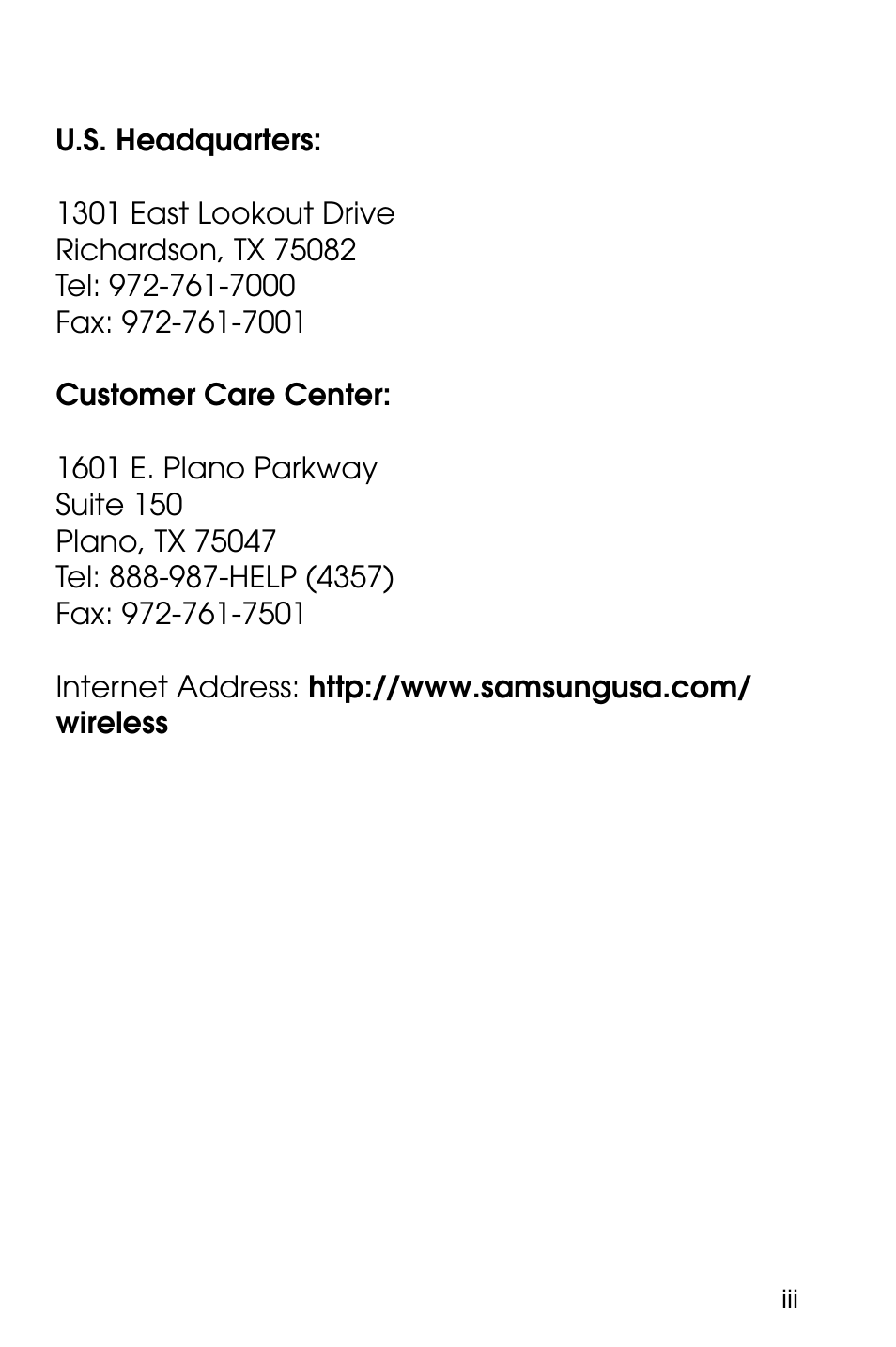 Samsung telecommunications america, l.p | Samsung SGH-E317CSACIN User Manual | Page 3 / 224