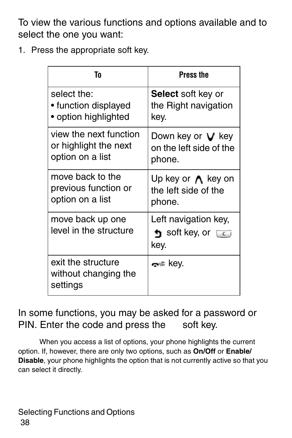 Press the appropriate soft key | Samsung SGH-E317CSACIN User Manual | Page 38 / 224