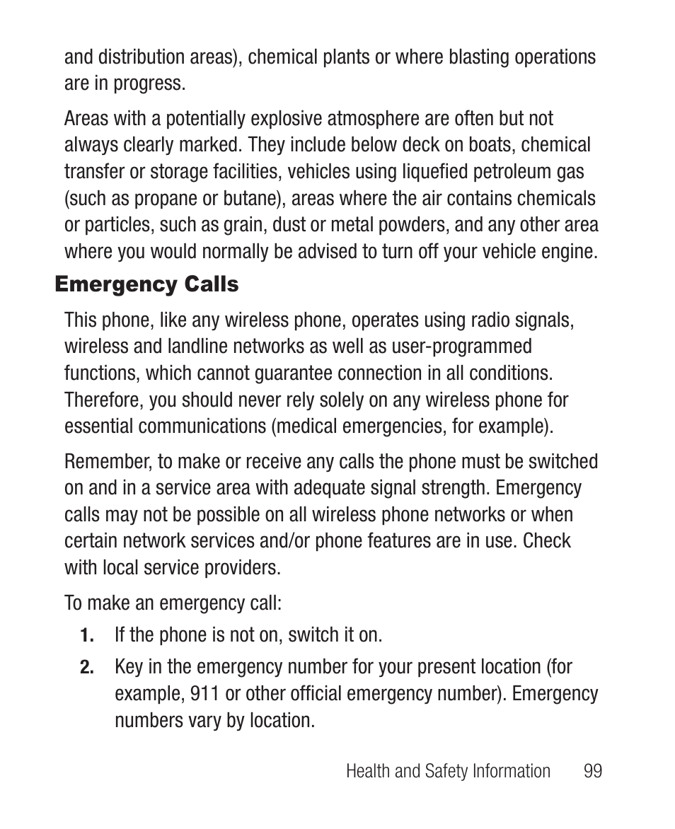 Emergency calls | Samsung SCH-R100DBAMTR User Manual | Page 103 / 132