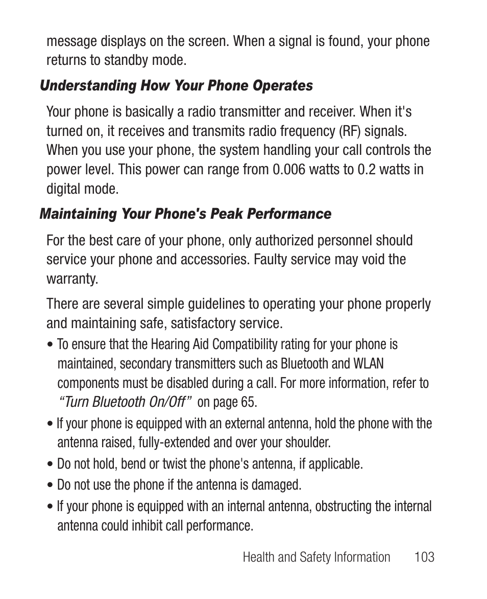 Understanding how your phone operates, Maintaining your phone's peak performance | Samsung SCH-R100DBAMTR User Manual | Page 107 / 132