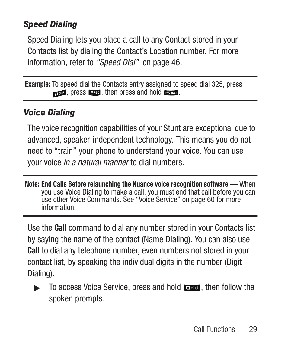 Speed dialing, Voice dialing | Samsung SCH-R100DBAMTR User Manual | Page 33 / 132