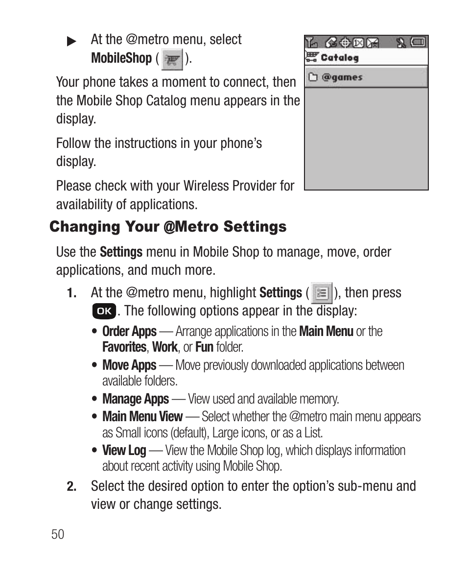 Changing your @metro settings | Samsung SCH-R100DBAMTR User Manual | Page 54 / 132