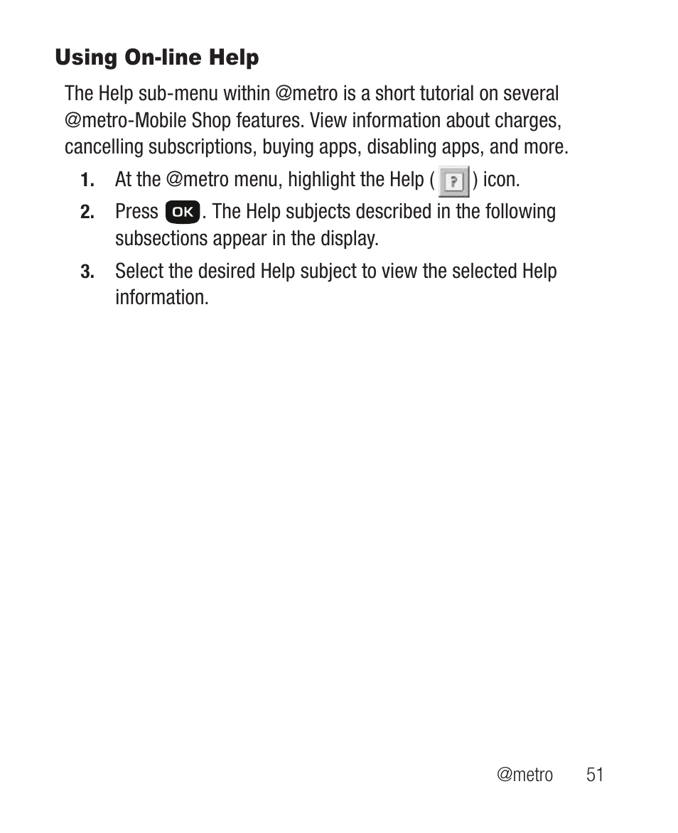 Using on-line help | Samsung SCH-R100DBAMTR User Manual | Page 55 / 132