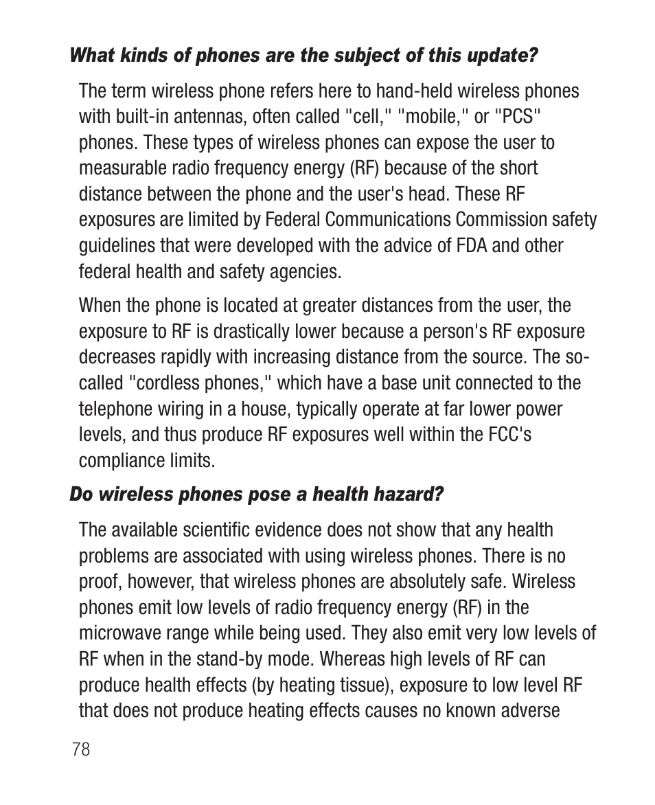 Do wireless phones pose a health hazard | Samsung SCH-R100DBAMTR User Manual | Page 82 / 132