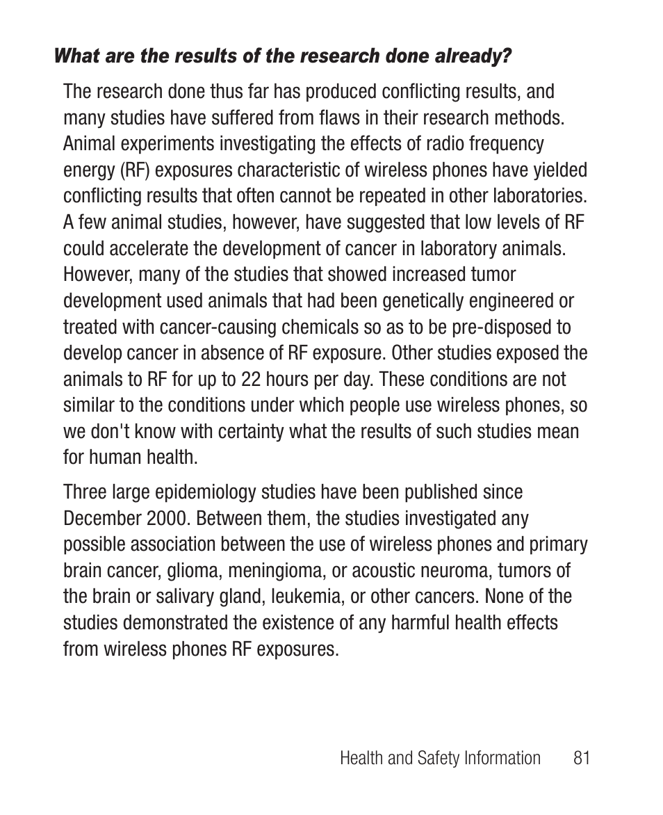 What are the results of the research done already | Samsung SCH-R100DBAMTR User Manual | Page 85 / 132