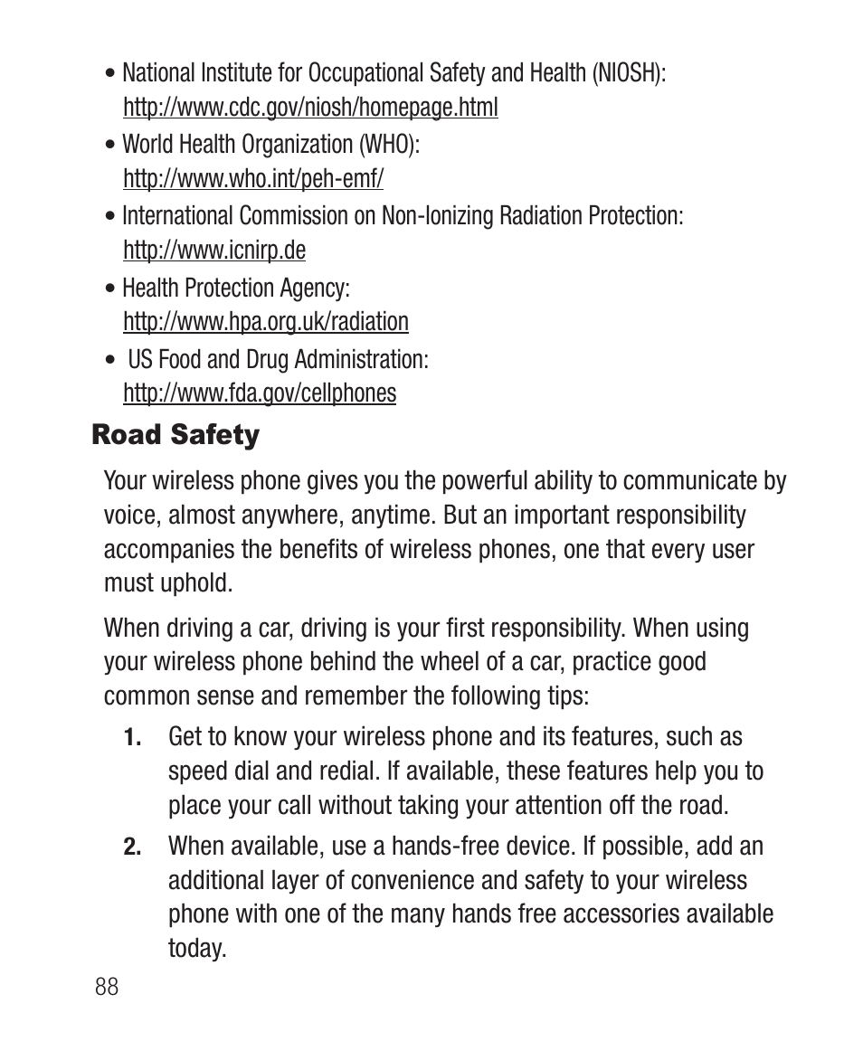 Road safety | Samsung SCH-R100DBAMTR User Manual | Page 92 / 132