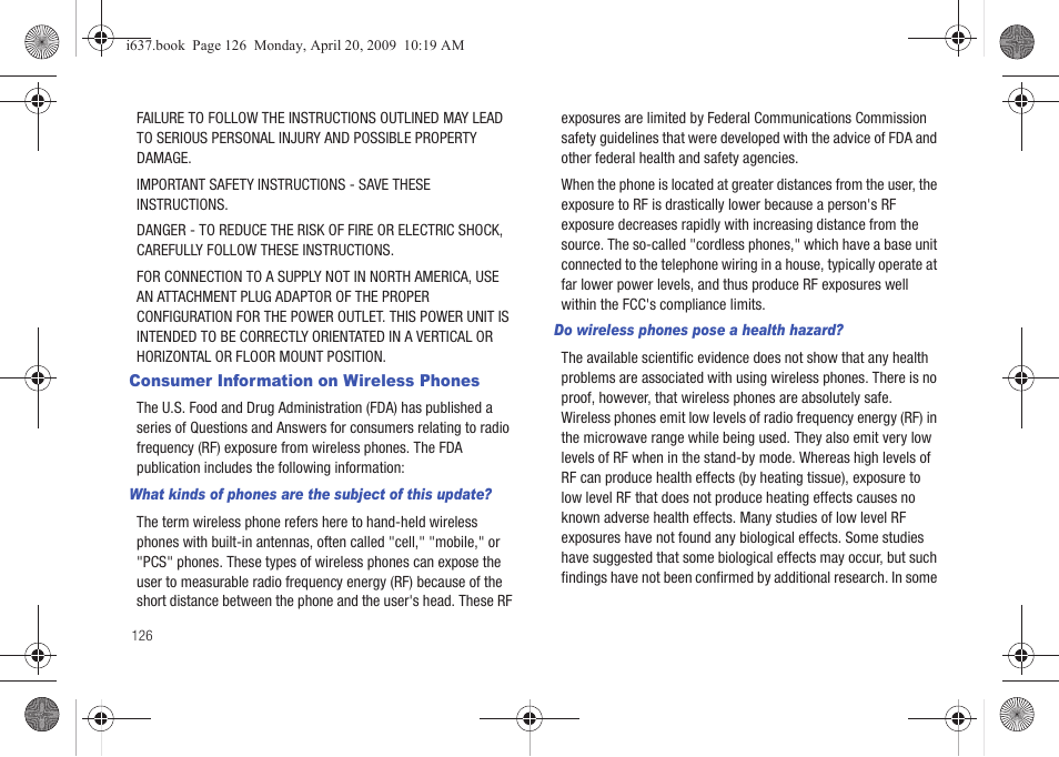 Consumer information on wireless phones | Samsung SGH-I637MAAATT User Manual | Page 130 / 158