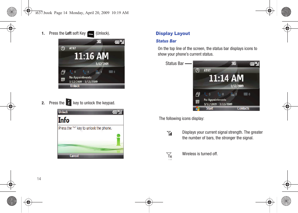 Display layout | Samsung SGH-I637MAAATT User Manual | Page 18 / 158